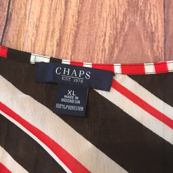 Chaps Patriotic Scarf Style Blouse w/Peplum Sz XL - Picture 6 of 7